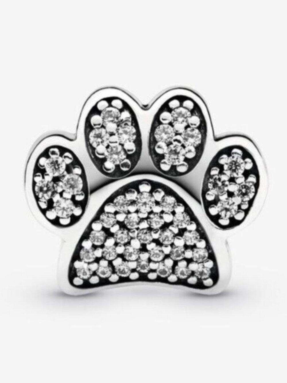 Pandora Silver Paw Charm with Clear Stones